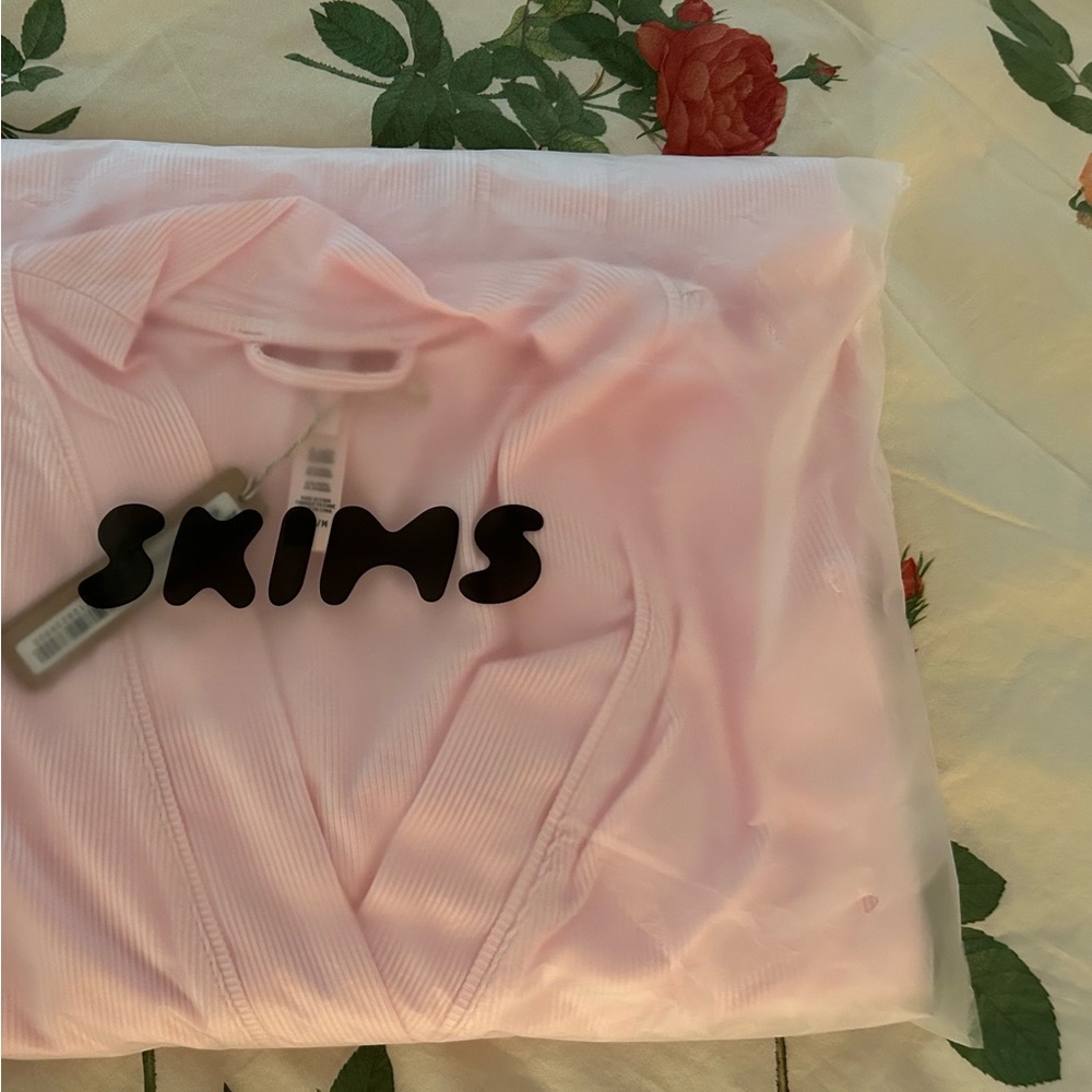 SKIMS Valentine’s Cherry Blossom Pink Soft Lounge Long Robe Medium Rib NWT New M